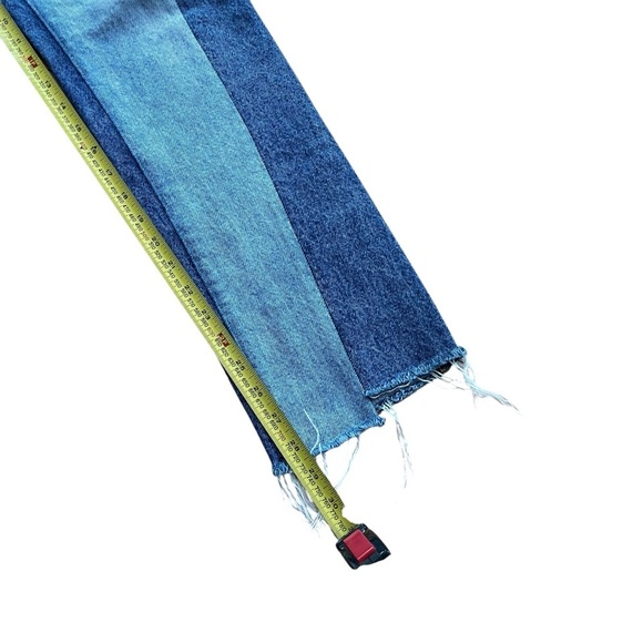 Levi’s 501 Two-Tone Patchwork Jeans W25 L30 High Rise Straight Leg Raw Hem Y2K - Picture 14 of 16